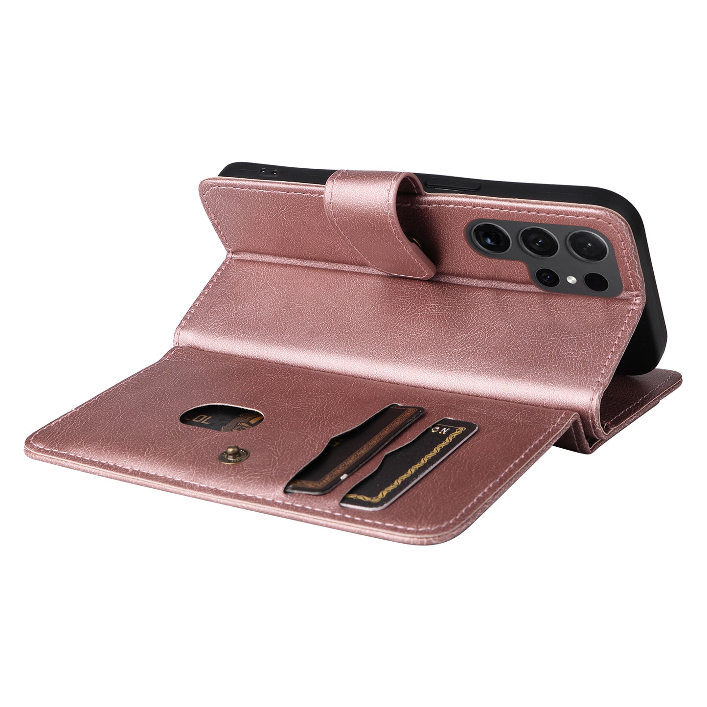 KT Multi-functional Series-1 For Samsung Galaxy S24 Ultra Case Leather Stand Wallet Smartphone Cover - Rose Gold