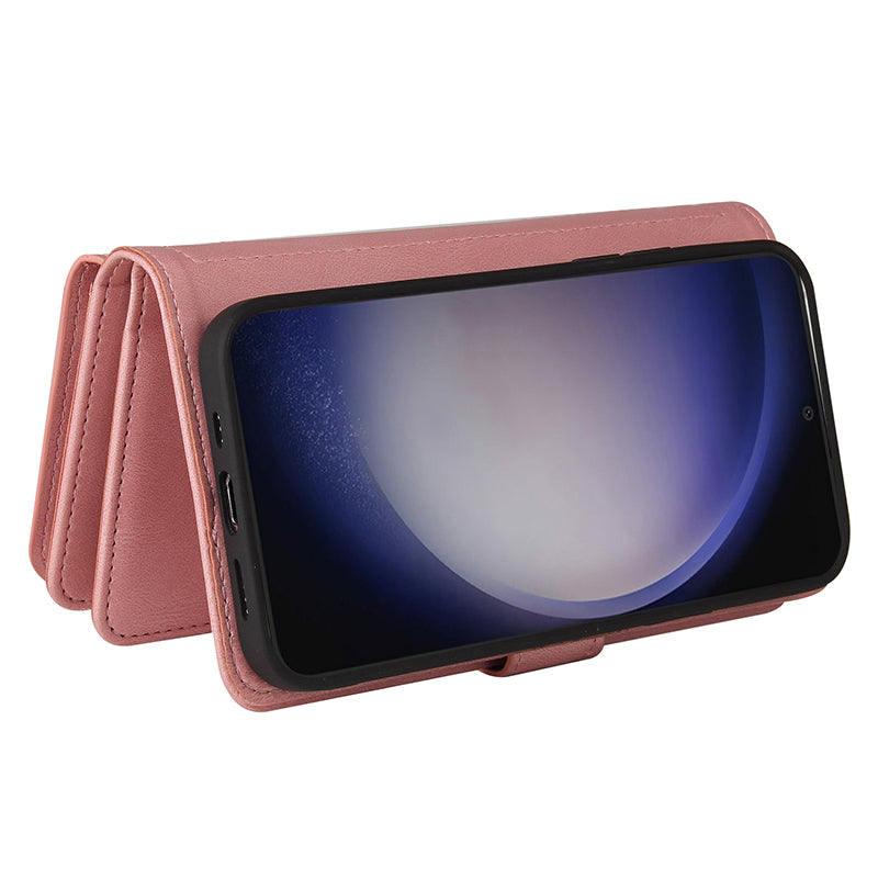 KT Multi-Functional Series-2 For Samsung Galaxy S24+ Cover Zipper Wallet Multiple Card Slots Phone Case - Pink