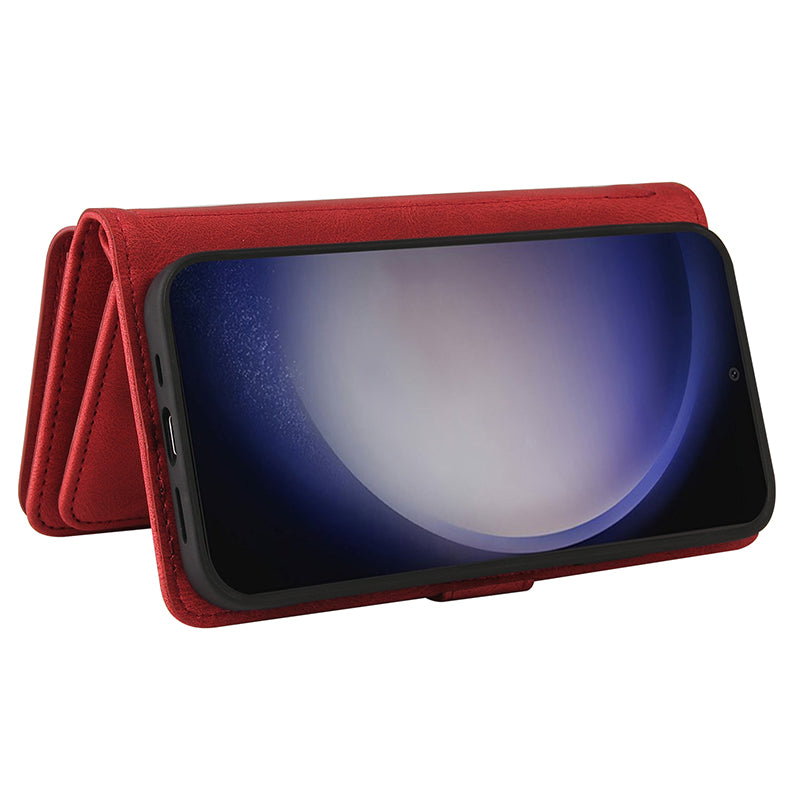 KT Multi-Functional Series-2 For Samsung Galaxy S24 Cover Multiple Card Slots Leather Wallet Phone Case - Red