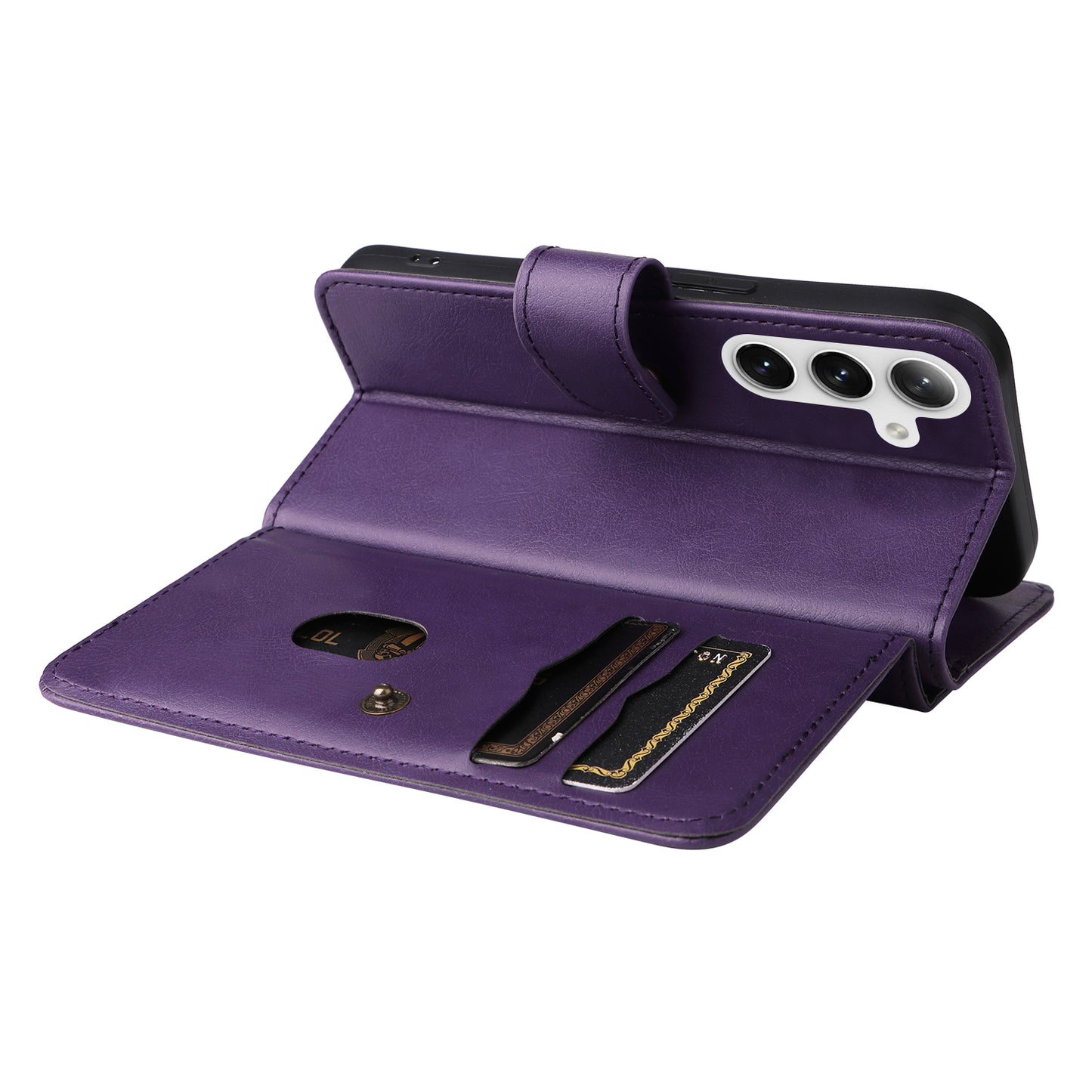 KT Multi-functional Series-1 For Samsung Galaxy S24 Case Multiple Card Slots Leather Phone Cover - Purple