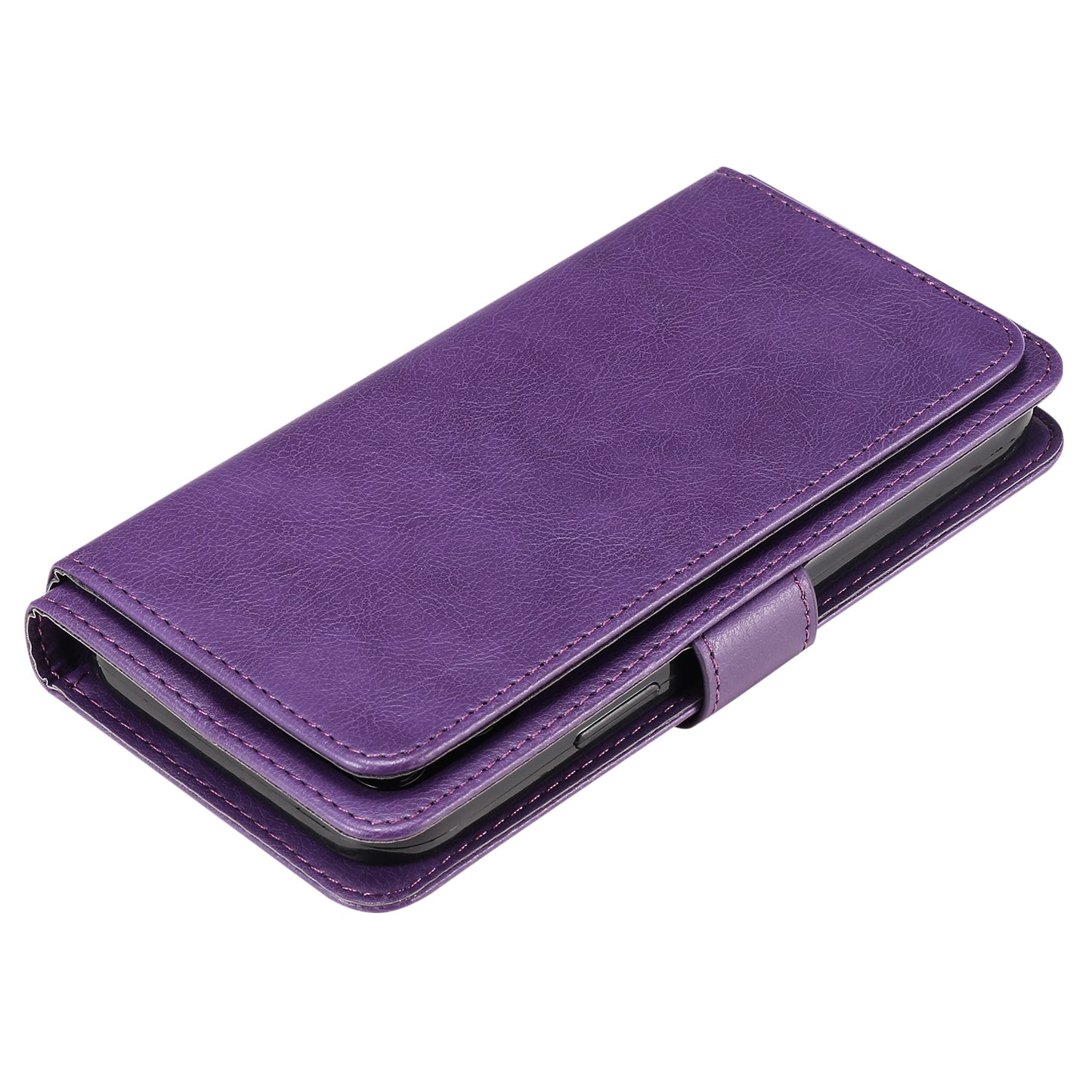 KT Multi-functional Series-1 For Samsung Galaxy S24 Case Multiple Card Slots Leather Phone Cover - Purple