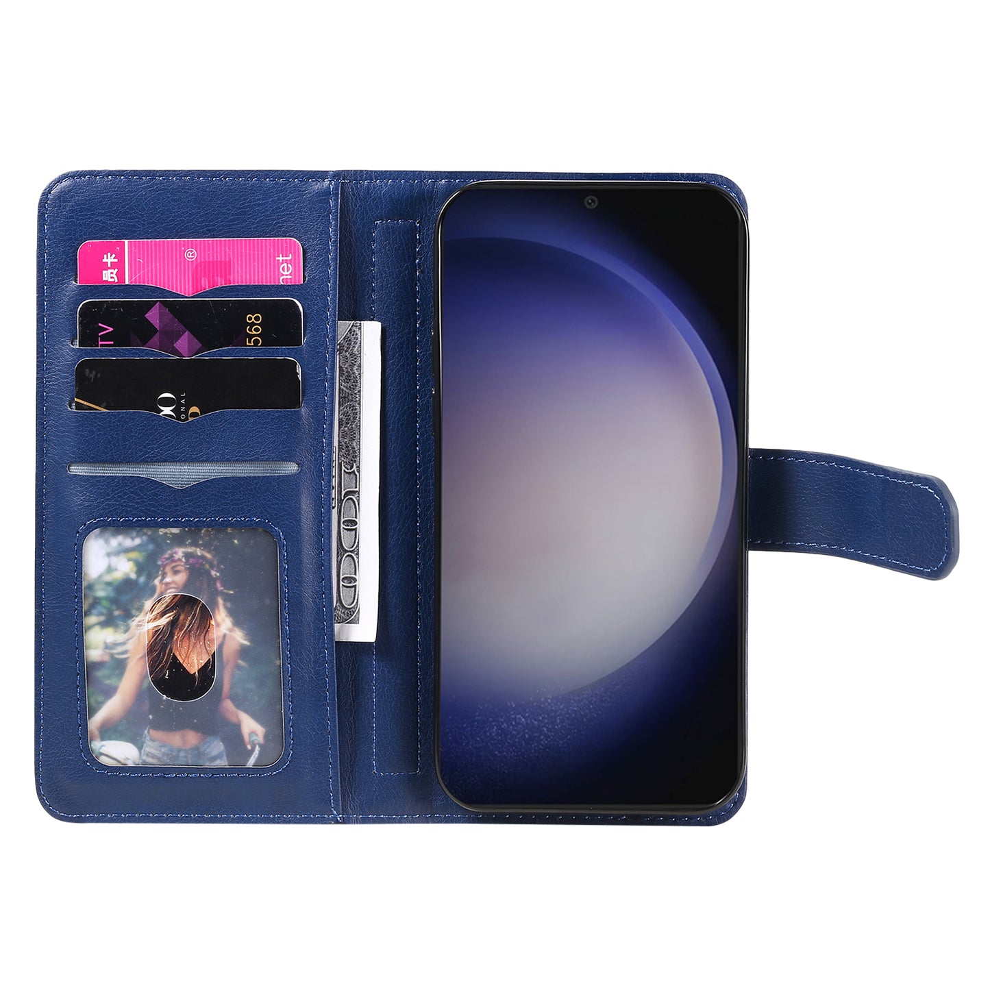 KT Multi-functional Series-1 For Samsung Galaxy S24+ Case Leather Anti-fall Phone Cover with 10 Card Slots - Blue