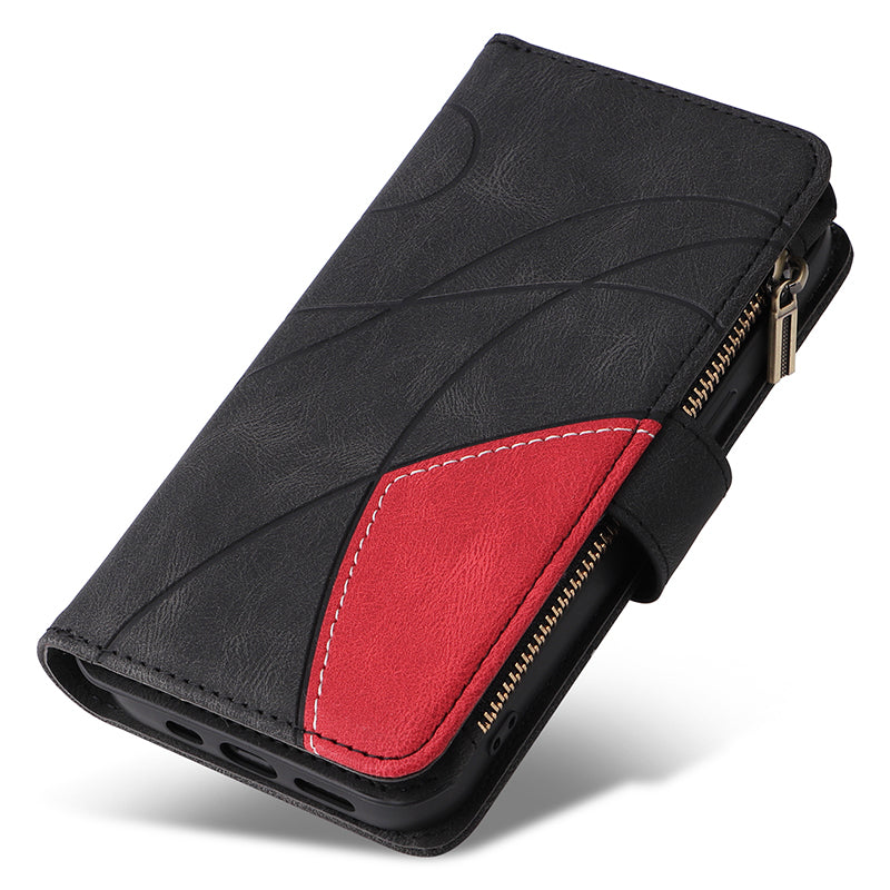 KT Multi-function Series-5 Phone Shell For Samsung Galaxy S24 Leather Wallet Stand Case 9 Card Slots Cover - Black