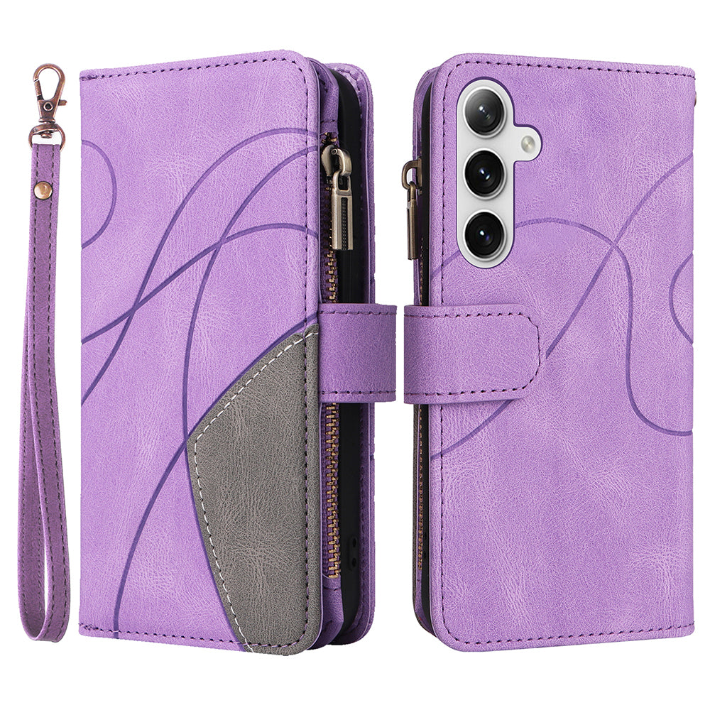 KT Multi-function Series-5 For Samsung Galaxy S24+ Case Anti-Scratch Leather Phone Stand Cover Wallet - Light Purple