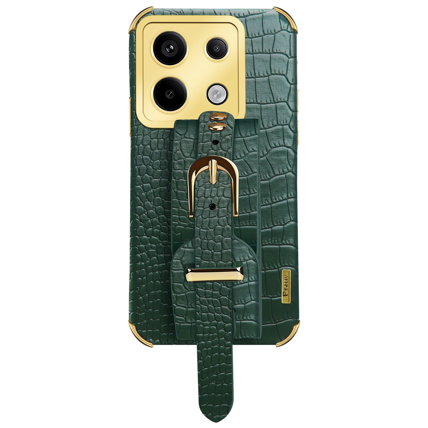 For Xiaomi Redmi Note 13 Pro 5G / Poco X6 5G Case PU Leather+TPU Wristband Phone Cover - Green