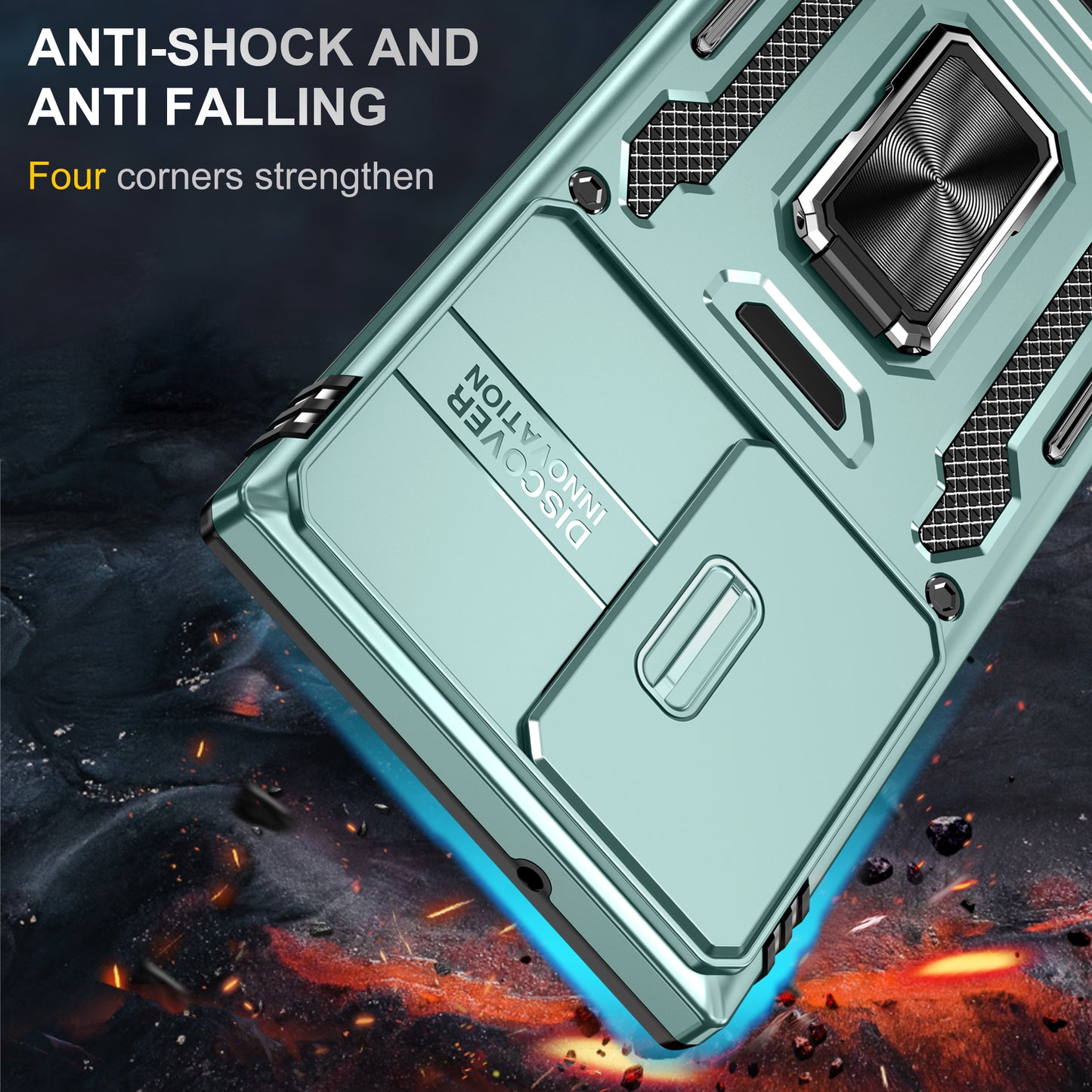 Armor Series For Samsung Galaxy S24 Ultra Case Slide Lens Protection Shockproof PC+TPU Kickstand Phone Cover - Green