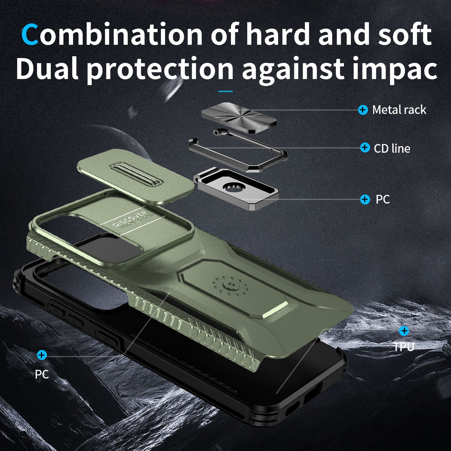 For Samsung Galaxy S24 Case Kickstand PC+TPU Phone Cover Support Magnetic Car Mount - Green