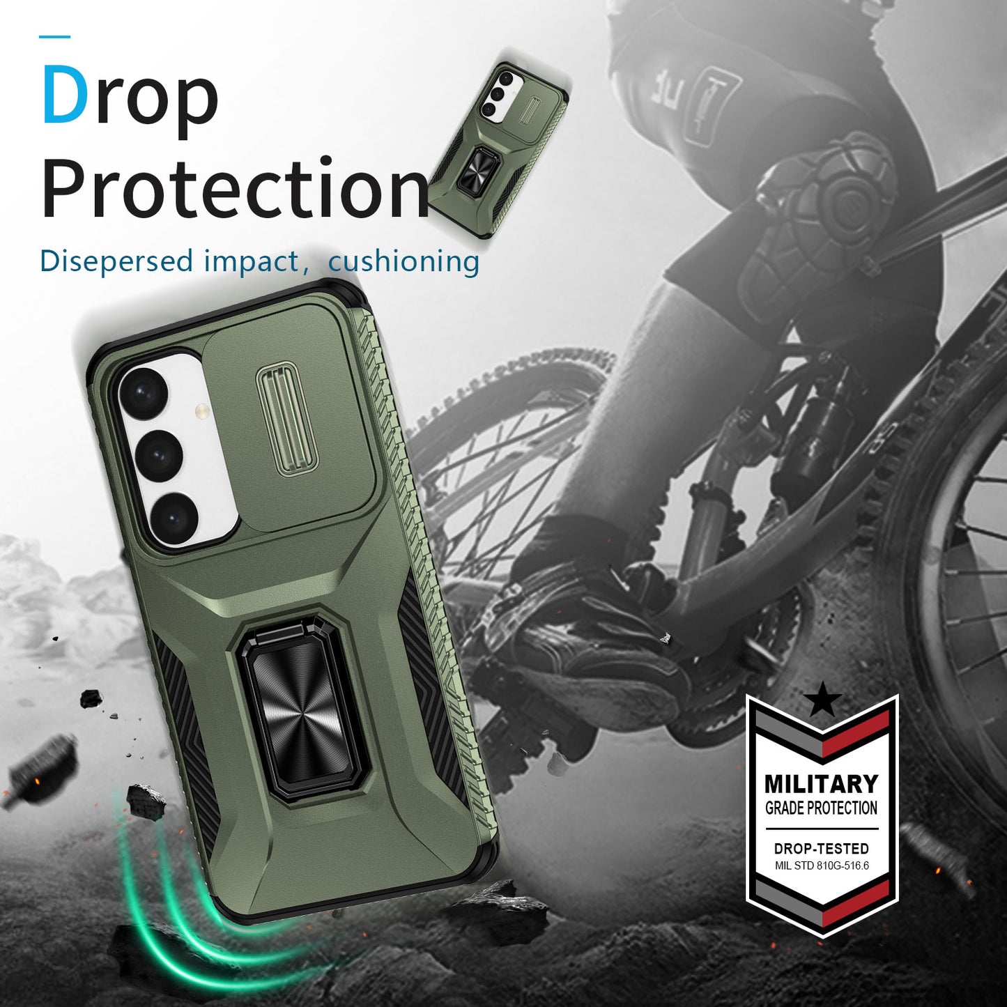 For Samsung Galaxy S24 Case Kickstand PC+TPU Phone Cover Support Magnetic Car Mount - Green