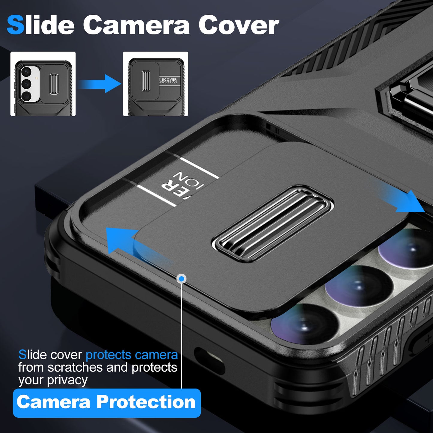 For Samsung Galaxy S24 Case Kickstand PC+TPU Phone Cover Support Magnetic Car Mount - Black