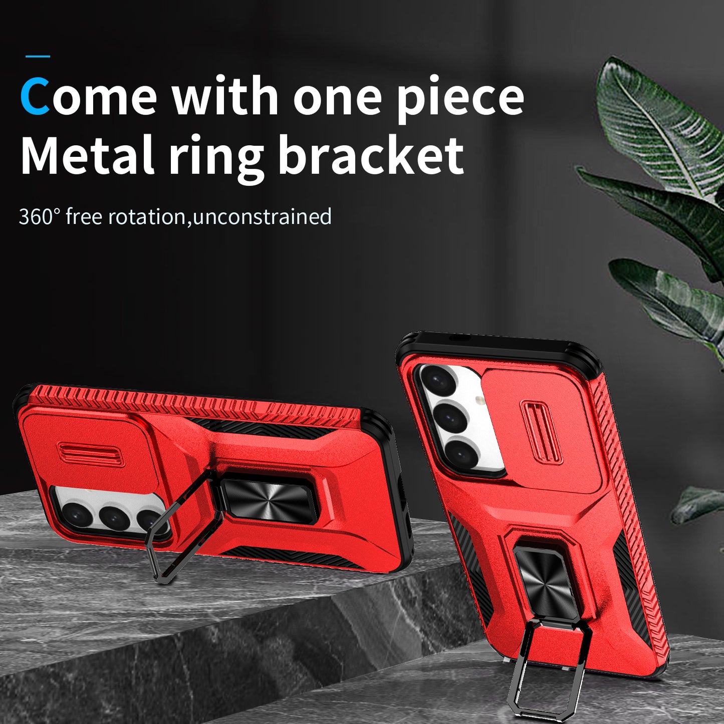 For Samsung Galaxy S24 Case Kickstand PC+TPU Phone Cover Support Magnetic Car Mount - Red