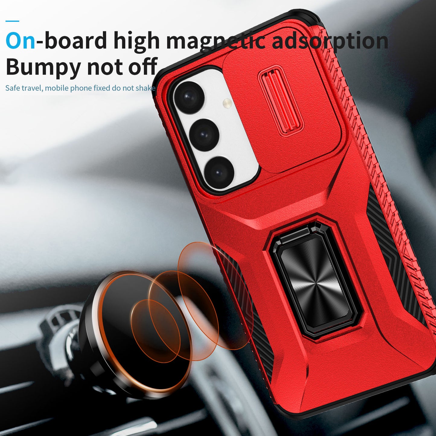 For Samsung Galaxy S24 Case Kickstand PC+TPU Phone Cover Support Magnetic Car Mount - Red
