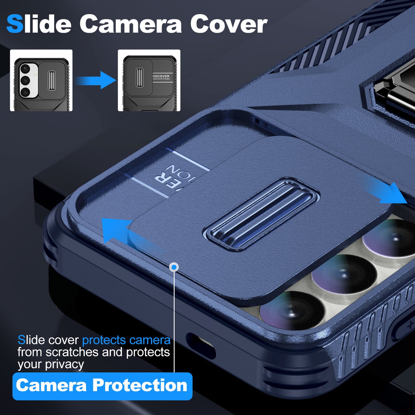 For Samsung Galaxy S24 Case Kickstand PC+TPU Phone Cover Support Magnetic Car Mount - Blue