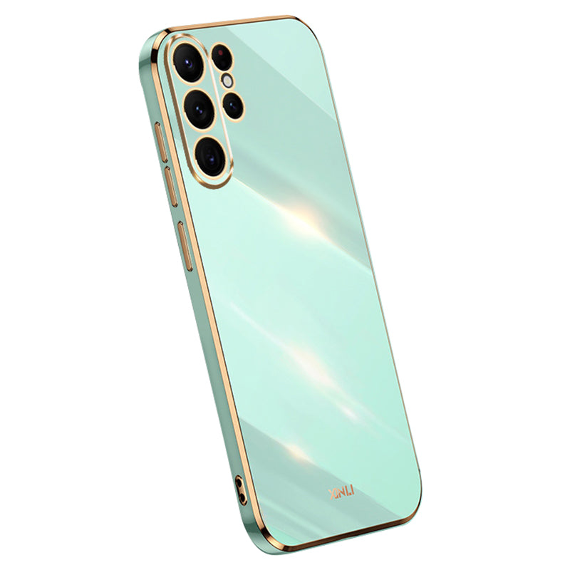XINLI For Samsung Galaxy S24 Ultra Case Electroplated Anti-scratch Phone TPU Cover - Cyan