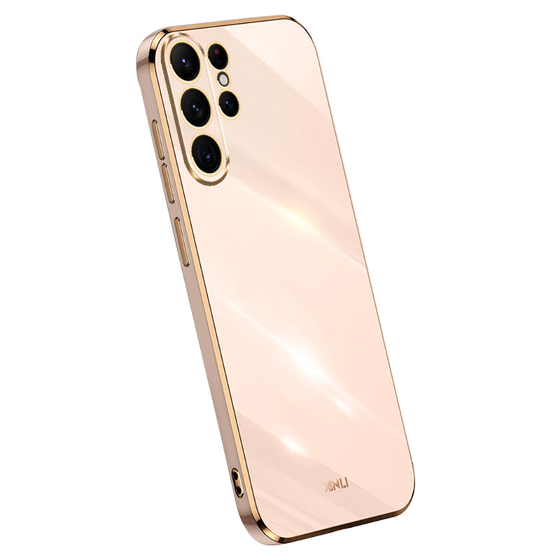 XINLI For Samsung Galaxy S24 Ultra Case Electroplated Anti-scratch Phone TPU Cover - Pink