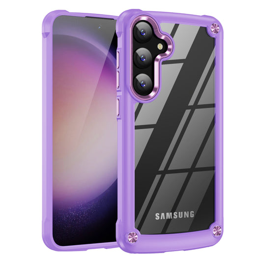 For Samsung Galaxy S24 Phone Case Shockproof PC+TPU Phone Cover with Alloy Lens Frame - Purple