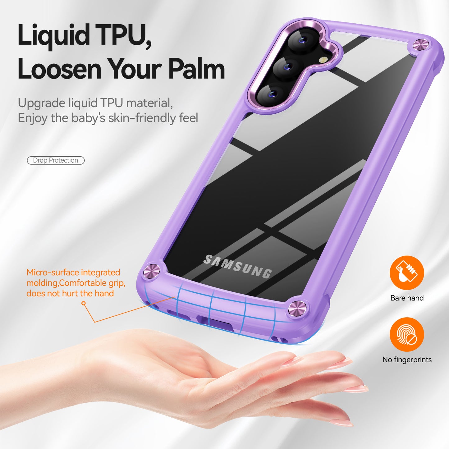For Samsung Galaxy S24 Phone Case Shockproof PC+TPU Phone Cover with Alloy Lens Frame - Purple