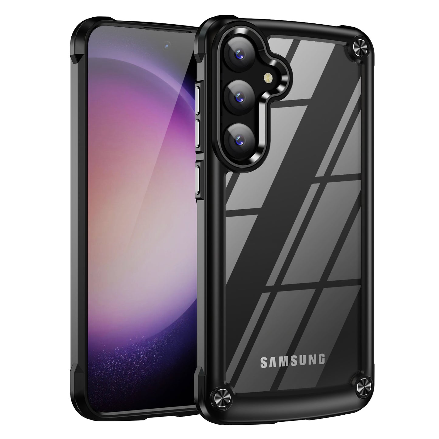 PC+TPU Phone Case for Samsung Galaxy S24+ Phone Cover with Anti-Drop Alloy Lens Frame - Black