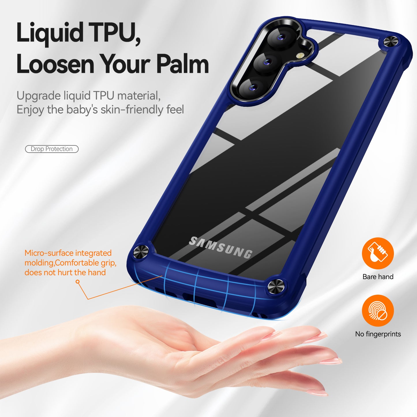 PC+TPU Phone Case for Samsung Galaxy S24+ Phone Cover with Anti-Drop Alloy Lens Frame - Blue+Black