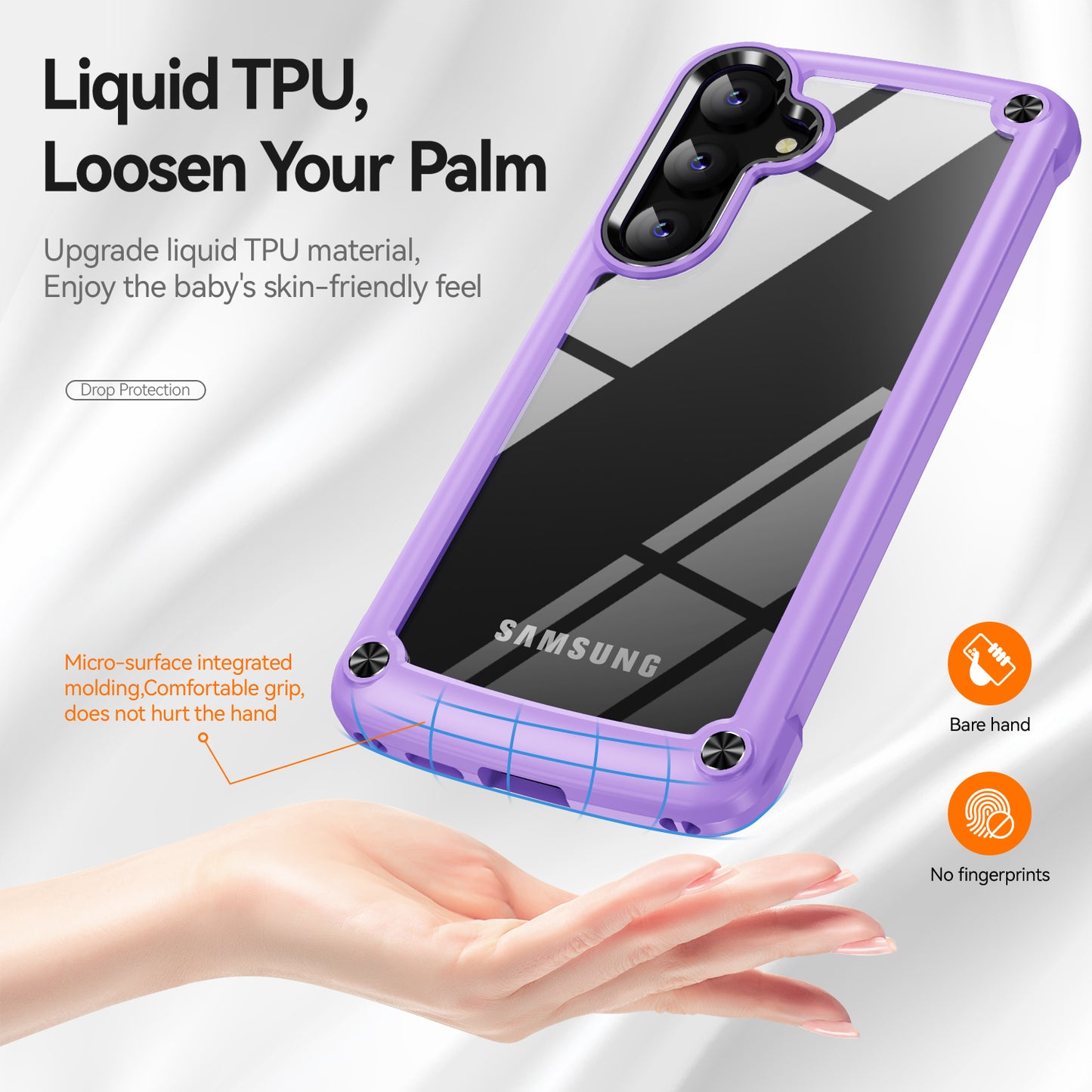 PC+TPU Phone Case for Samsung Galaxy S24+ Phone Cover with Anti-Drop Alloy Lens Frame - Purple+Black
