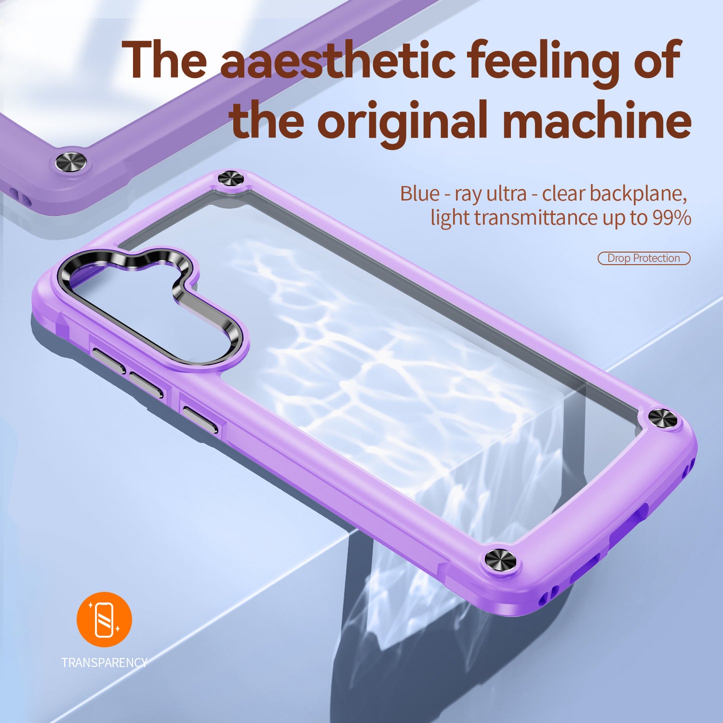 PC+TPU Phone Case for Samsung Galaxy S24+ Phone Cover with Anti-Drop Alloy Lens Frame - Purple+Black