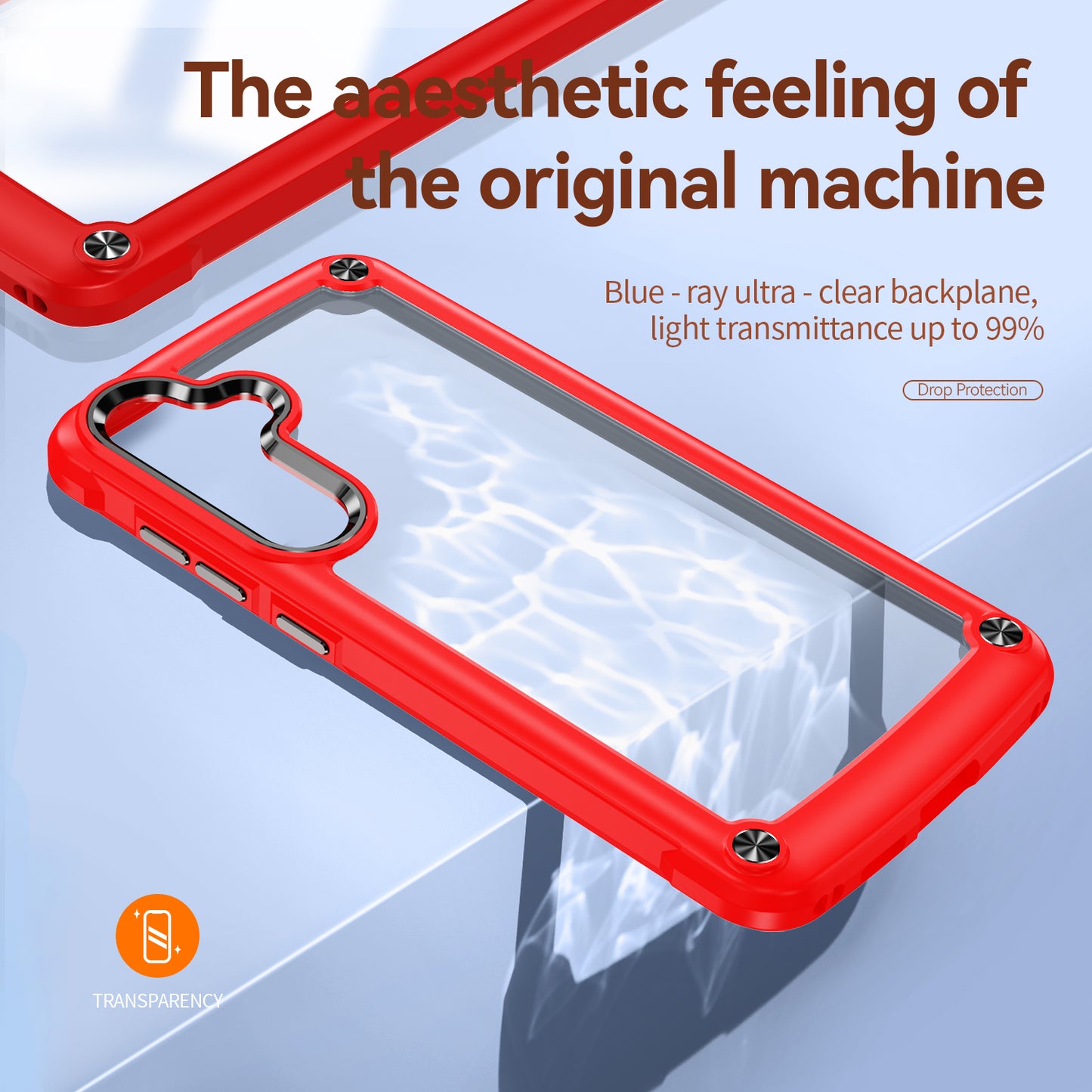 PC+TPU Phone Case for Samsung Galaxy S24+ Phone Cover with Anti-Drop Alloy Lens Frame - Red+Black