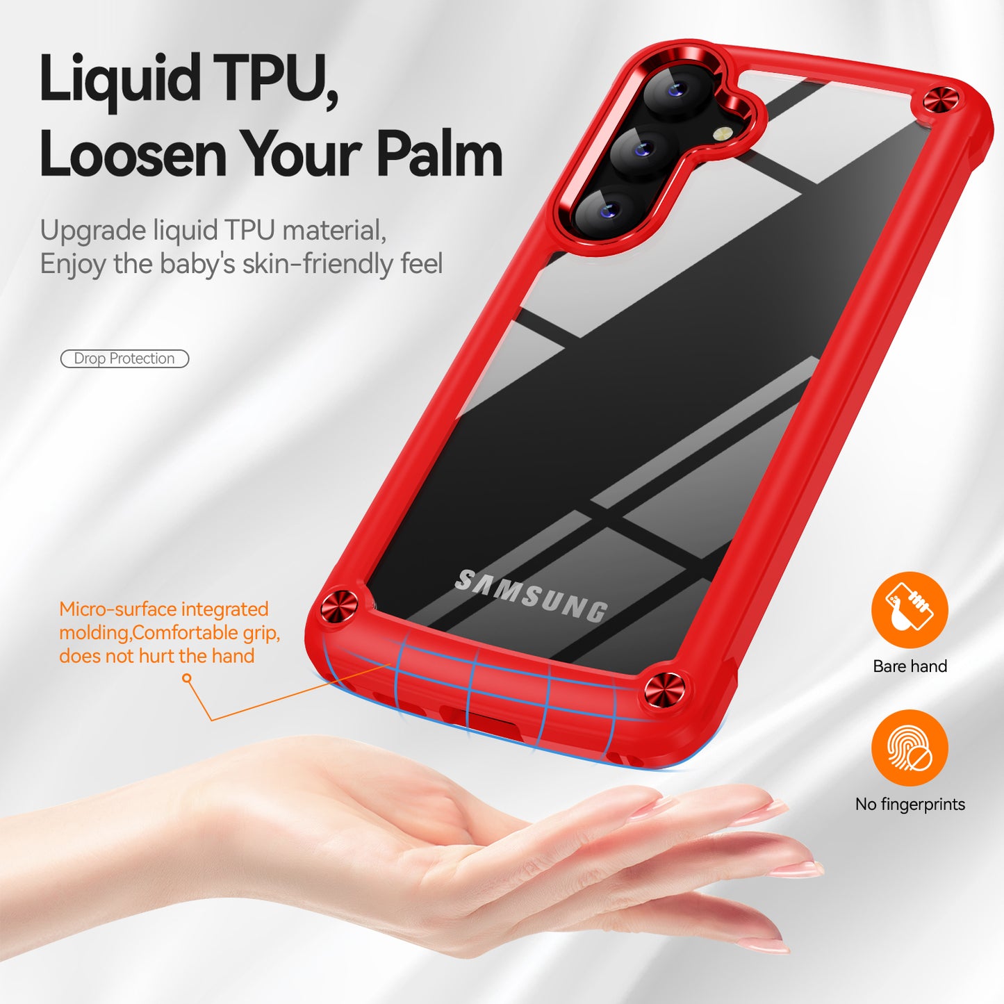 PC+TPU Phone Case for Samsung Galaxy S24+ Phone Cover with Anti-Drop Alloy Lens Frame - Red