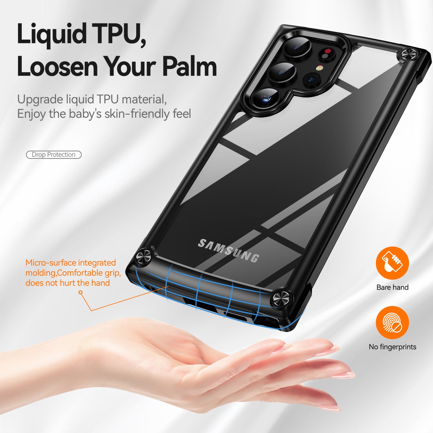 For Samsung Galaxy S24 Ultra Case Anti-fall PC + TPU Phone Protector with Alloy Lens Frame - Black