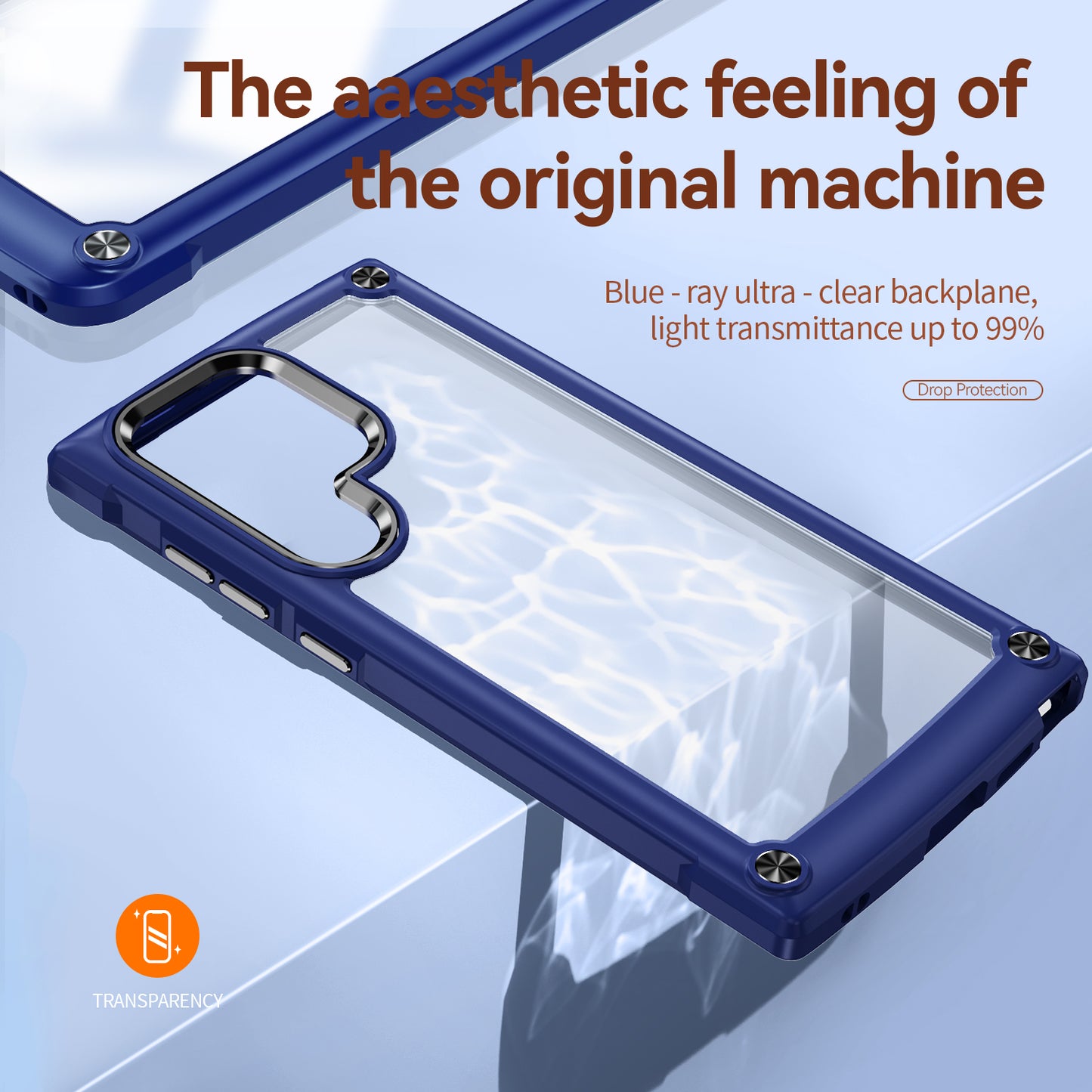 For Samsung Galaxy S24 Ultra Case Anti-fall PC + TPU Phone Protector with Alloy Lens Frame - Blue+Black