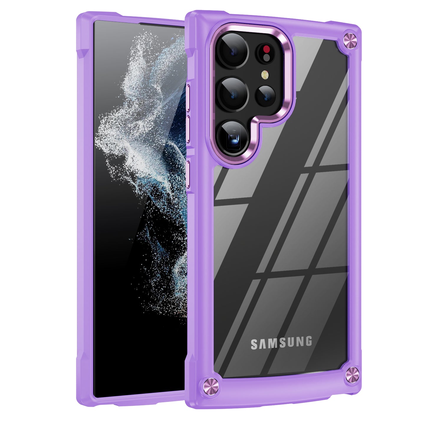 For Samsung Galaxy S24 Ultra Case Anti-fall PC + TPU Phone Protector with Alloy Lens Frame - Purple