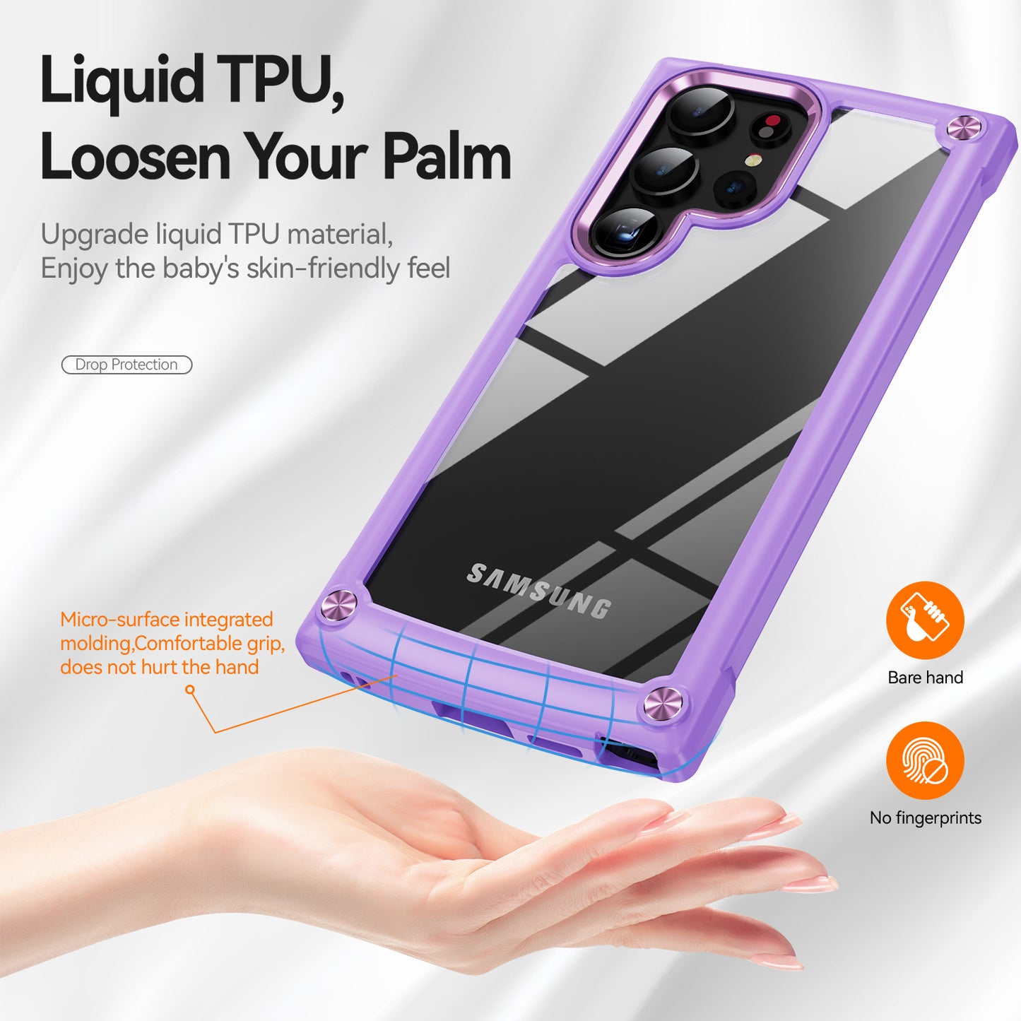 For Samsung Galaxy S24 Ultra Case Anti-fall PC + TPU Phone Protector with Alloy Lens Frame - Purple