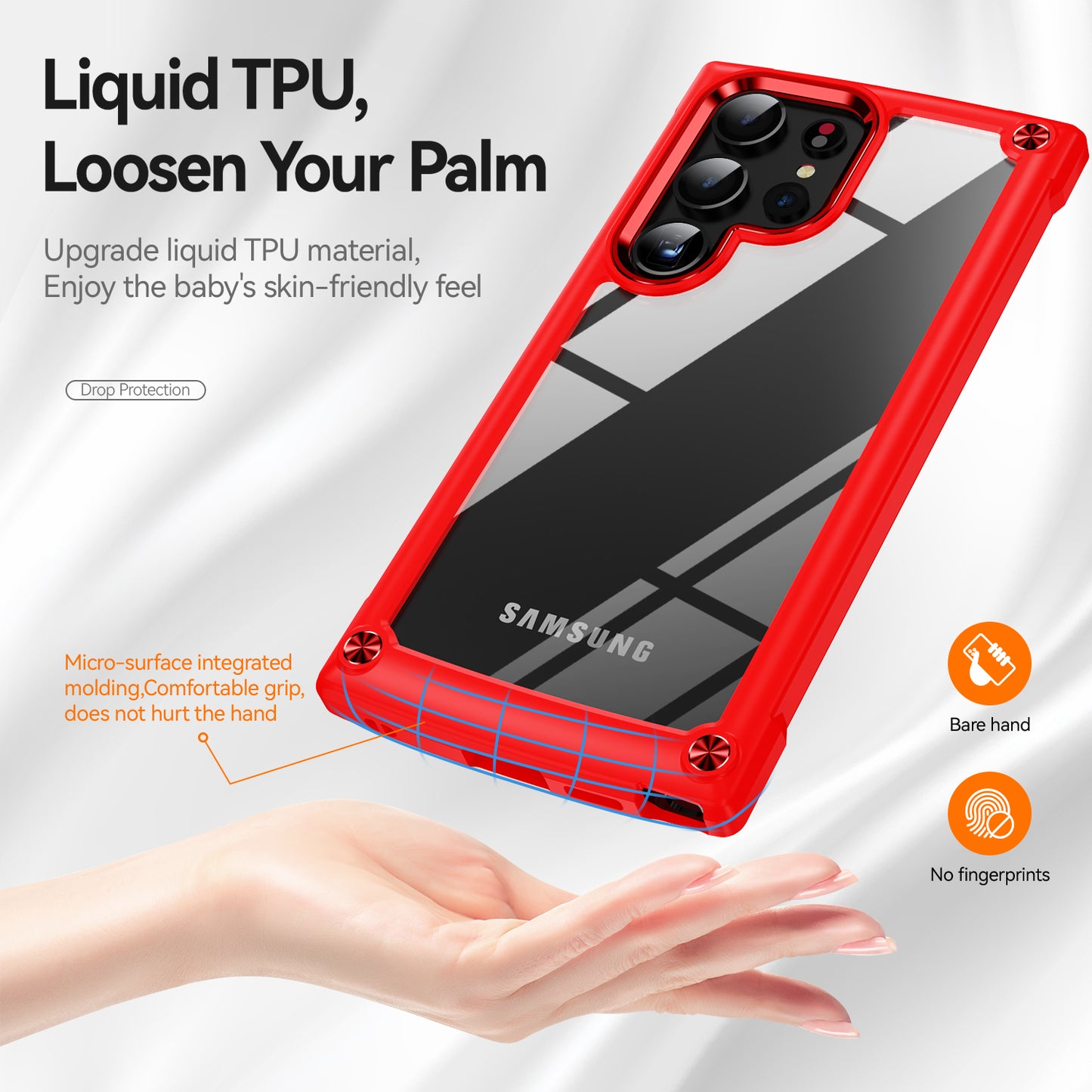 For Samsung Galaxy S24 Ultra Case Anti-fall PC + TPU Phone Protector with Alloy Lens Frame - Red