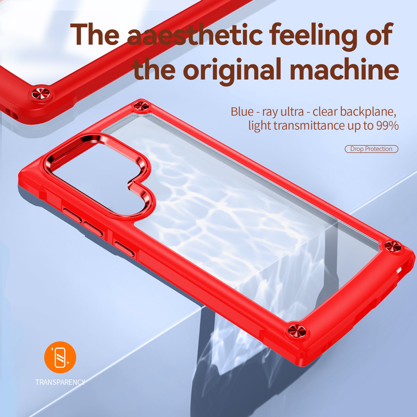 For Samsung Galaxy S24 Ultra Case Anti-fall PC + TPU Phone Protector with Alloy Lens Frame - Red