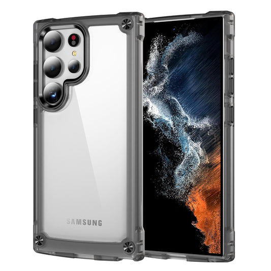 For Samsung Galaxy S24 Ultra Case PC+TPU Skin-touch Clear Phone Cover - Transparent+Black