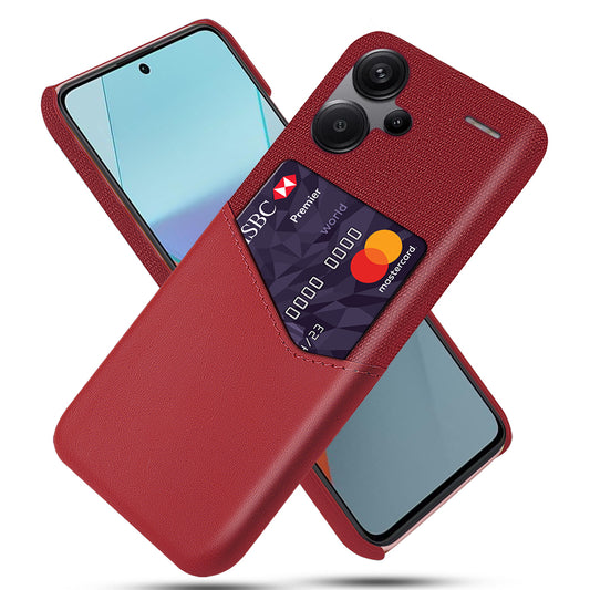 For Xiaomi Redmi Note 13 Pro+ 5G Case Cloth+PU Leather+PC Card Holder Phone Cover - Red