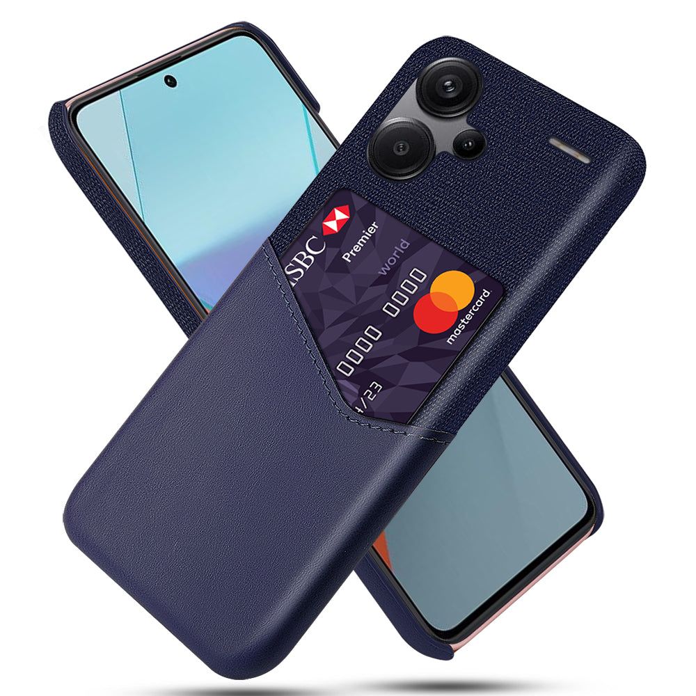 For Xiaomi Redmi Note 13 Pro+ 5G Case Cloth+PU Leather+PC Card Holder Phone Cover - Blue