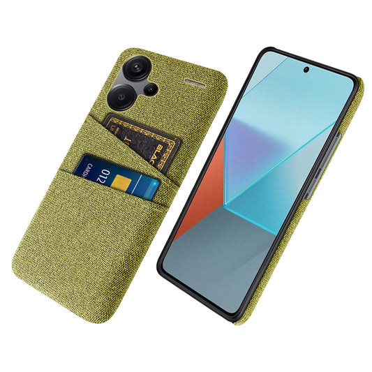Protective Slim Cover for Xiaomi Redmi Note 13 Pro+ 5G Case Dual Card Holder Hard PC+Cloth Phone Case - Yellow