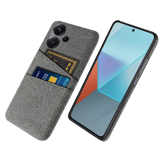 Protective Slim Cover for Xiaomi Redmi Note 13 Pro+ 5G Case Dual Card Holder Hard PC+Cloth Phone Case - Grey