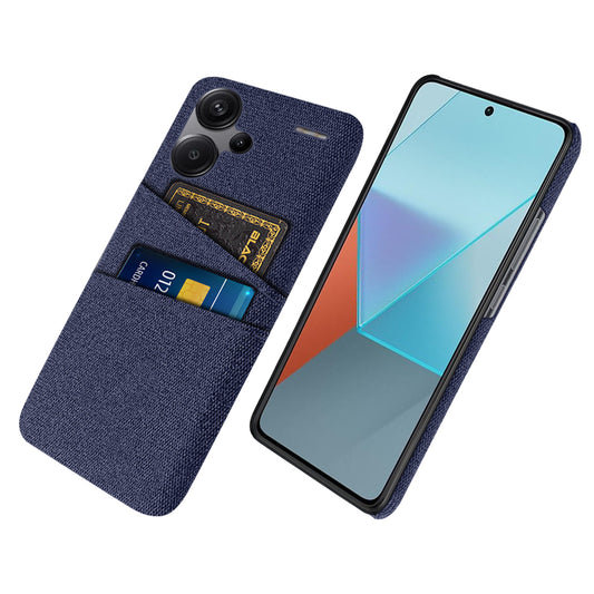 Protective Slim Cover for Xiaomi Redmi Note 13 Pro+ 5G Case Dual Card Holder Hard PC+Cloth Phone Case - Blue