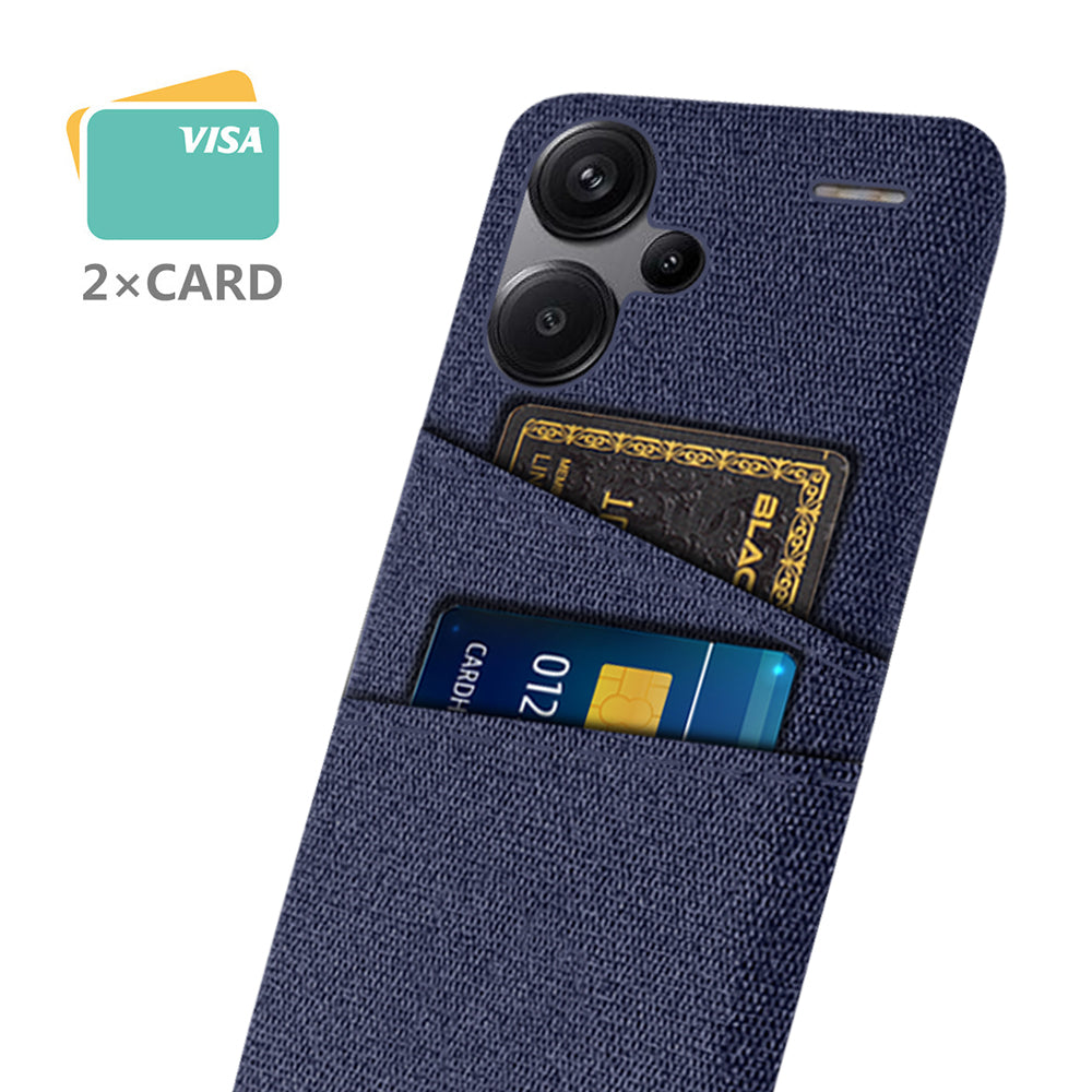 Protective Slim Cover for Xiaomi Redmi Note 13 Pro+ 5G Case Dual Card Holder Hard PC+Cloth Phone Case - Blue