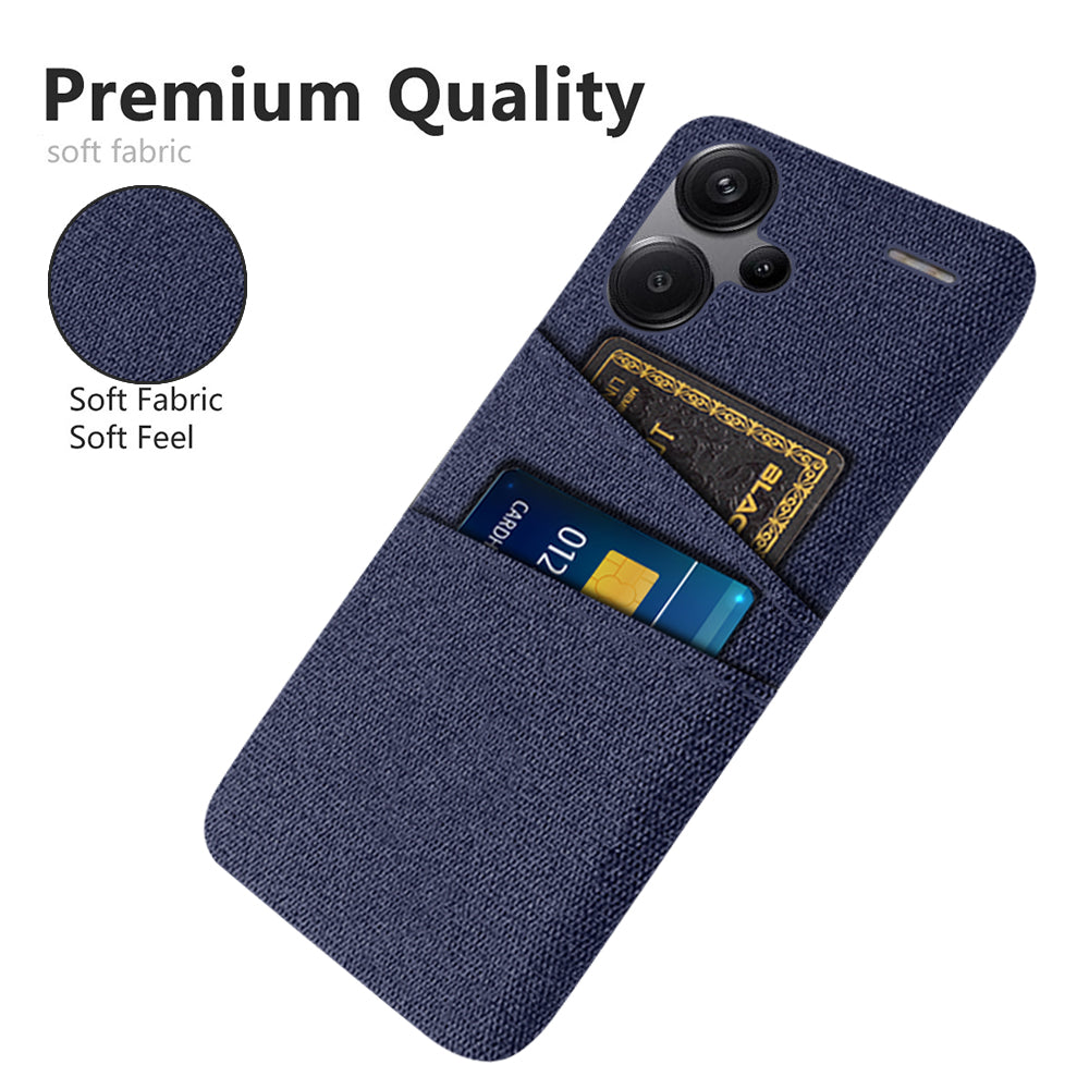 Protective Slim Cover for Xiaomi Redmi Note 13 Pro+ 5G Case Dual Card Holder Hard PC+Cloth Phone Case - Blue