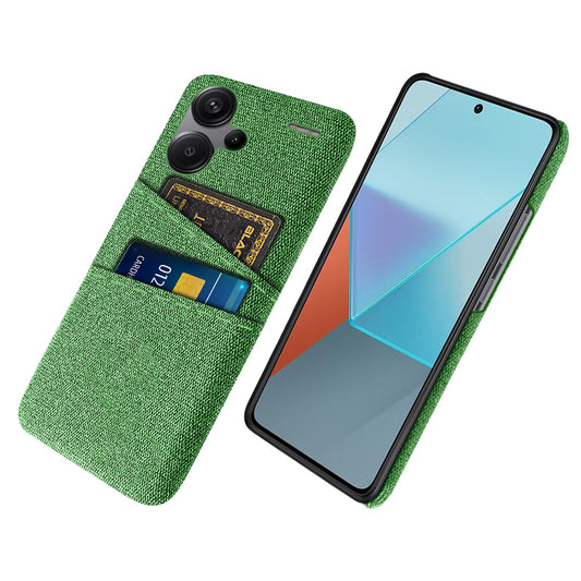 Protective Slim Cover for Xiaomi Redmi Note 13 Pro+ 5G Case Dual Card Holder Hard PC+Cloth Phone Case - Green
