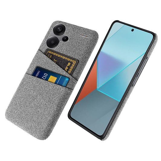 Protective Slim Cover for Xiaomi Redmi Note 13 Pro+ 5G Case Dual Card Holder Hard PC+Cloth Phone Case - Light Grey