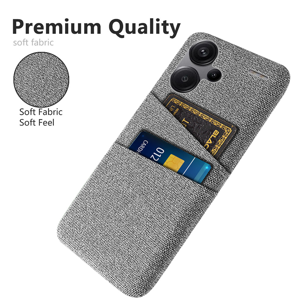 Protective Slim Cover for Xiaomi Redmi Note 13 Pro+ 5G Case Dual Card Holder Hard PC+Cloth Phone Case - Light Grey