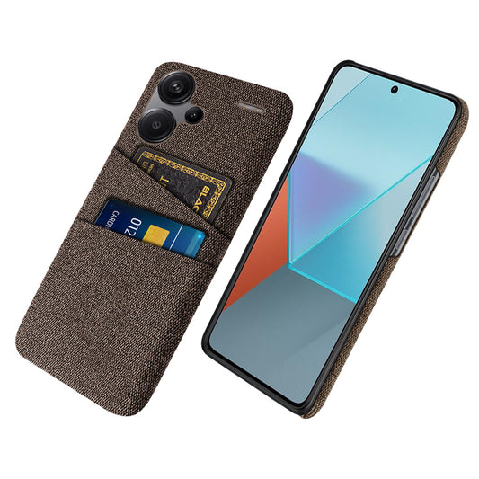 Protective Slim Cover for Xiaomi Redmi Note 13 Pro+ 5G Case Dual Card Holder Hard PC+Cloth Phone Case - Brown