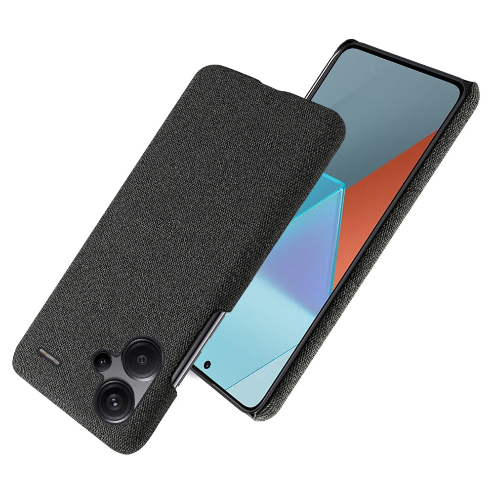 For Xiaomi Redmi Note 13 Pro+ 5G Slim-fit Case Smartphone Cover Shockproof Cloth+PC Phone Shell - Black