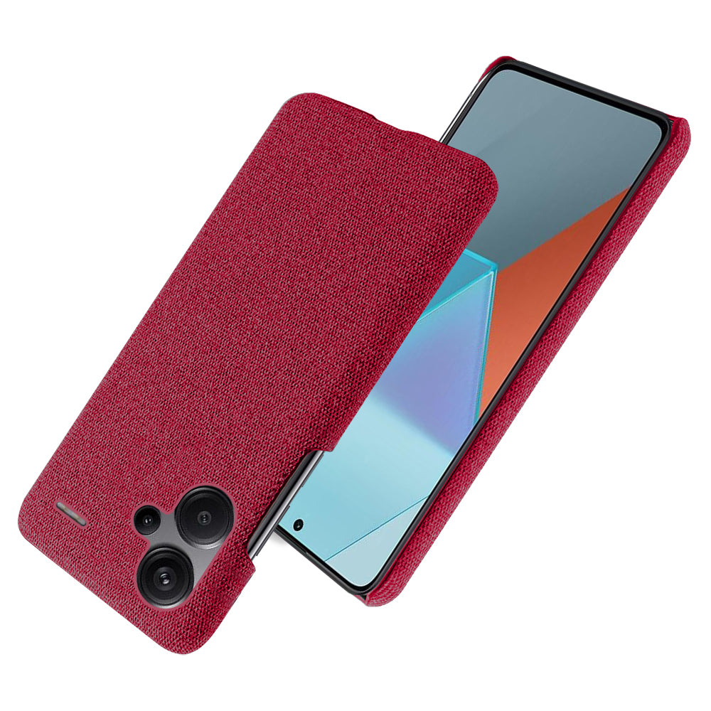 For Xiaomi Redmi Note 13 Pro+ 5G Slim-fit Case Smartphone Cover Shockproof Cloth+PC Phone Shell - Red
