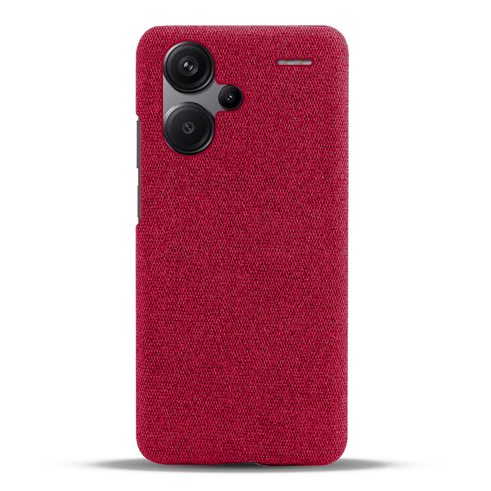 For Xiaomi Redmi Note 13 Pro+ 5G Slim-fit Case Smartphone Cover Shockproof Cloth+PC Phone Shell - Red