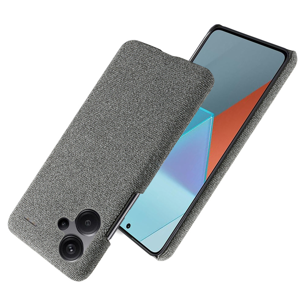 For Xiaomi Redmi Note 13 Pro+ 5G Slim-fit Case Smartphone Cover Shockproof Cloth+PC Phone Shell - Grey