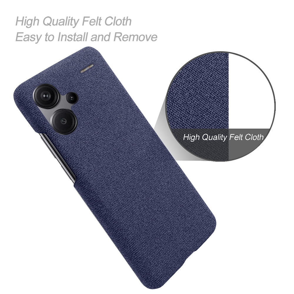 For Xiaomi Redmi Note 13 Pro+ 5G Slim-fit Case Smartphone Cover Shockproof Cloth+PC Phone Shell - Blue