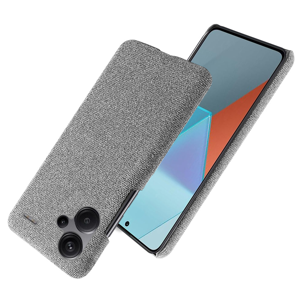 For Xiaomi Redmi Note 13 Pro+ 5G Slim-fit Case Smartphone Cover Shockproof Cloth+PC Phone Shell - Light Grey
